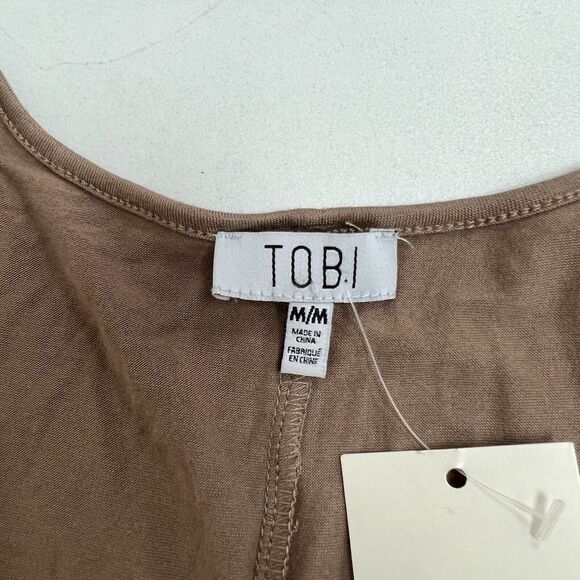 Tobi Fairytale Hem Dress Womens M Medium Stone V Neck Long Sleeve Pullover Solid - Picture 8 of 11